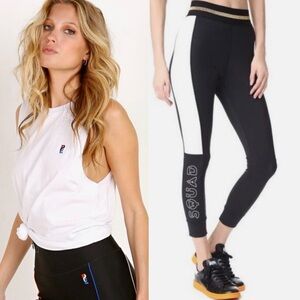 PE Nation Set White Cropped Top (M) and Cropped Legging Pant (S) Activewear Set